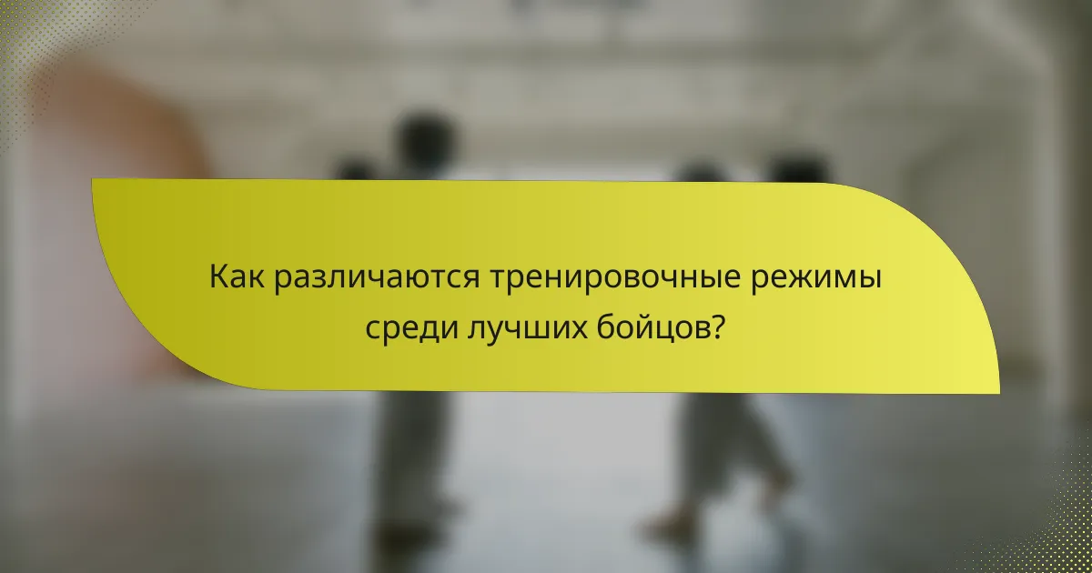 Как различаются тренировочные режимы среди лучших бойцов?