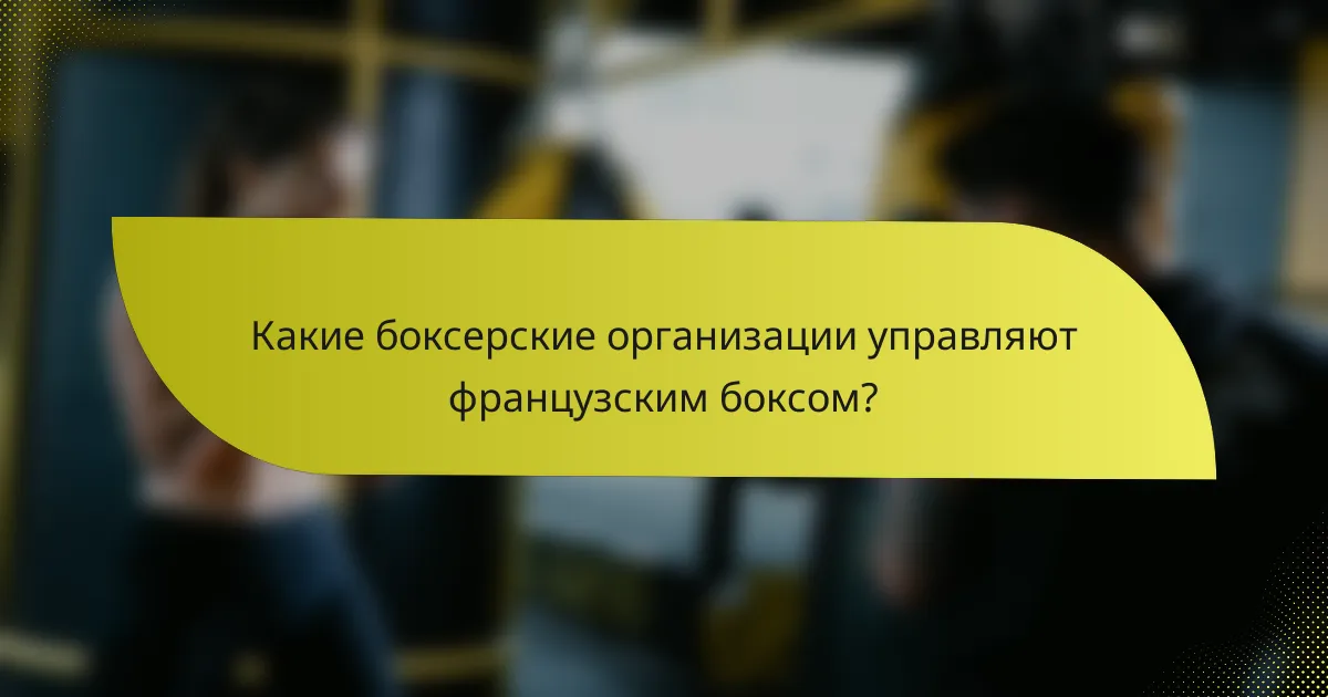 Какие боксерские организации управляют французским боксом?