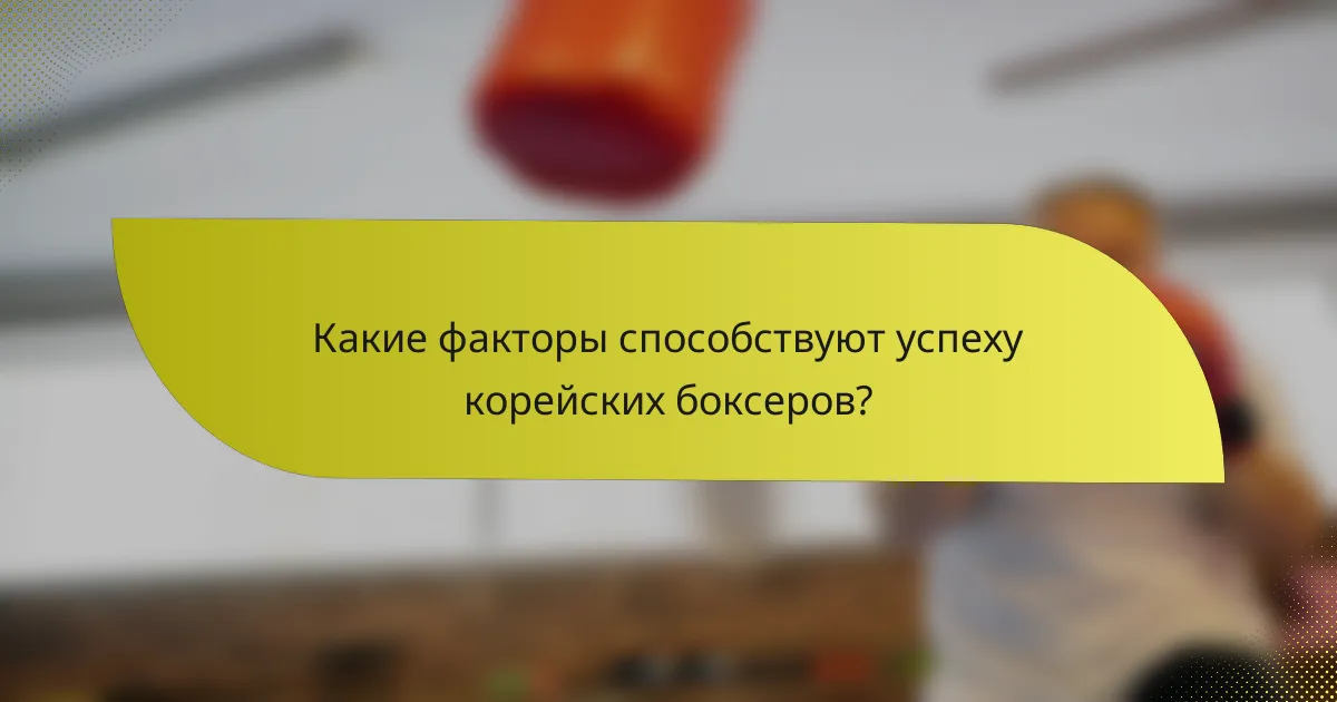 Какие факторы способствуют успеху корейских боксеров?