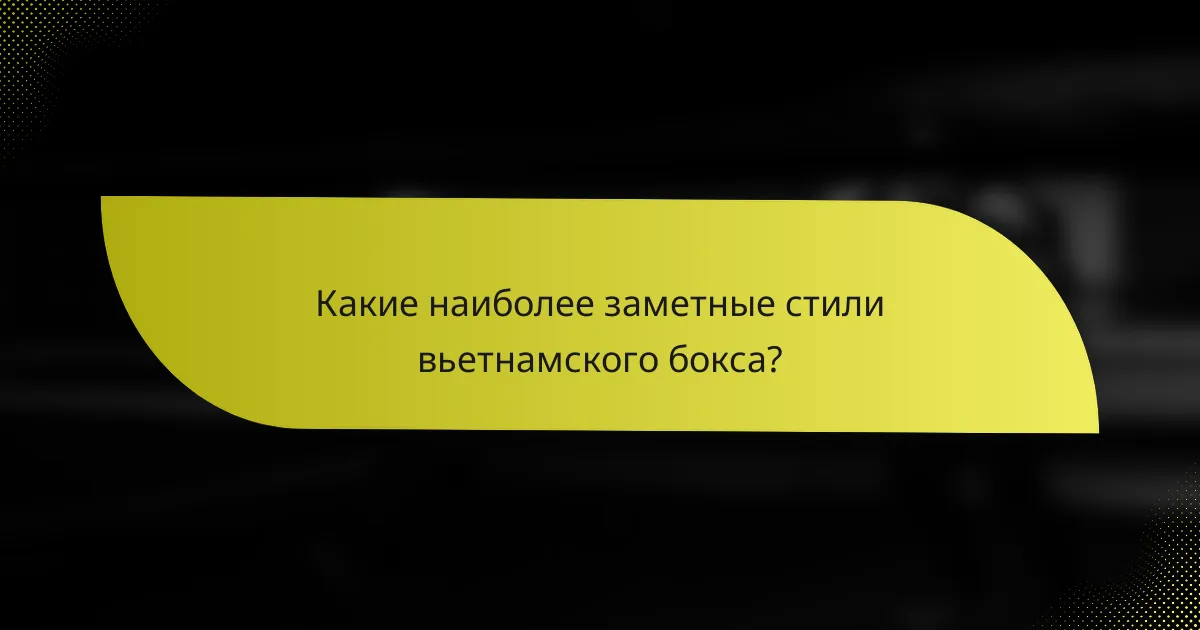 Какие наиболее заметные стили вьетнамского бокса?