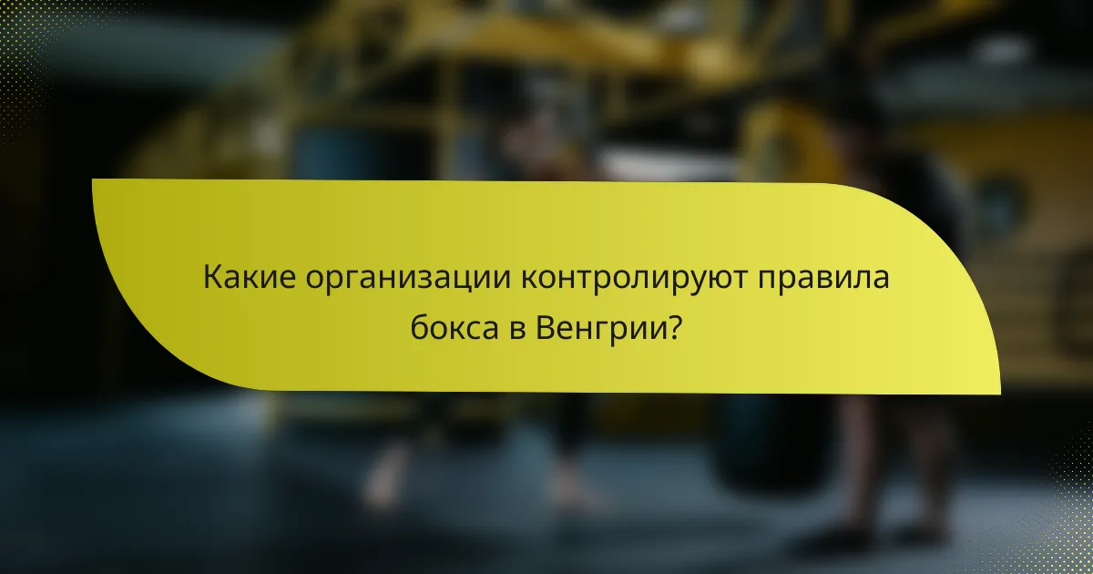 Какие организации контролируют правила бокса в Венгрии?