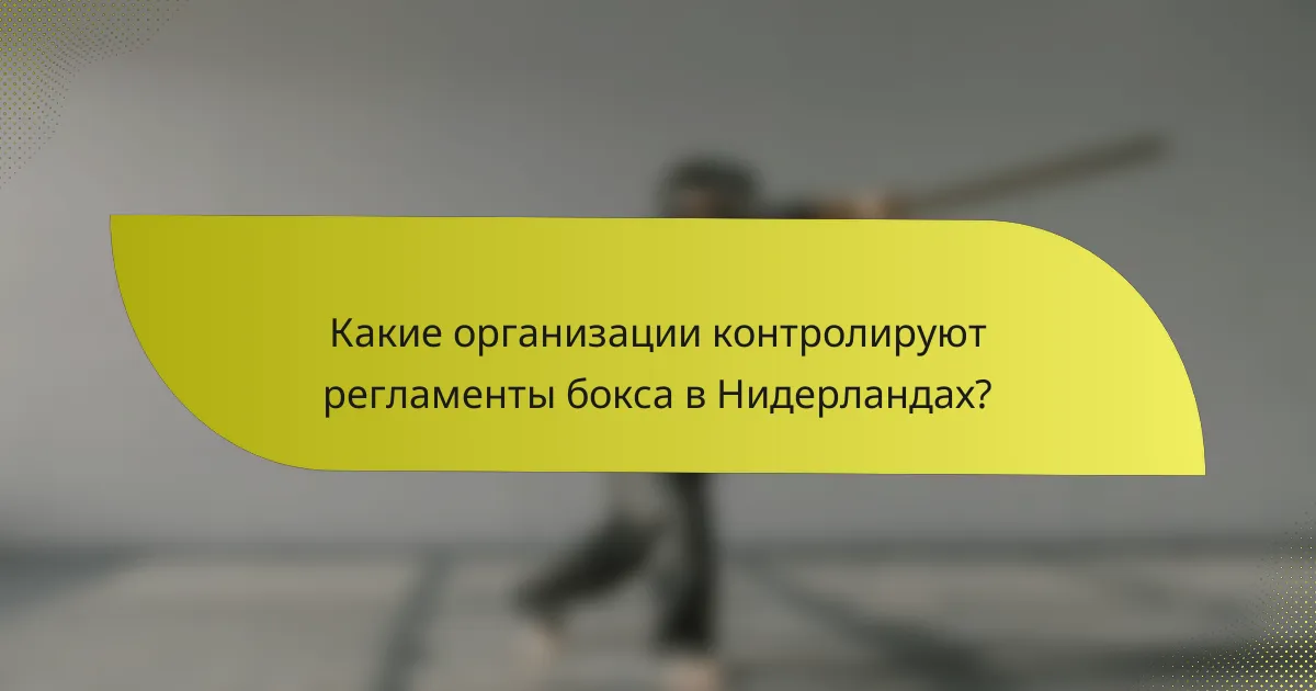 Какие организации контролируют регламенты бокса в Нидерландах?