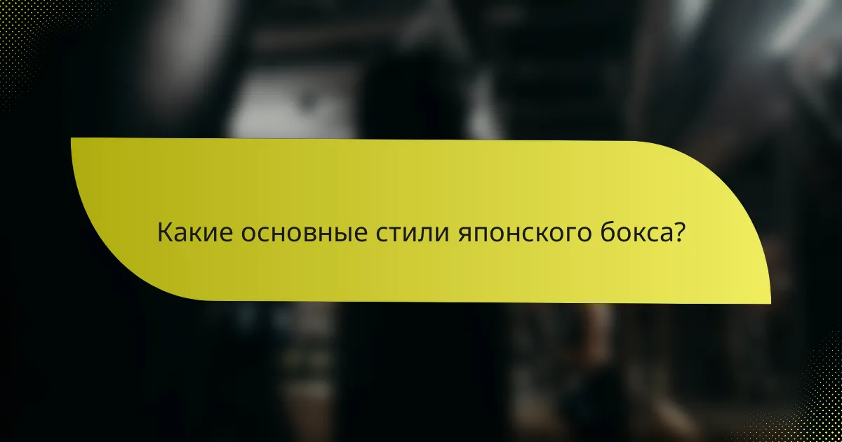Какие основные стили японского бокса?