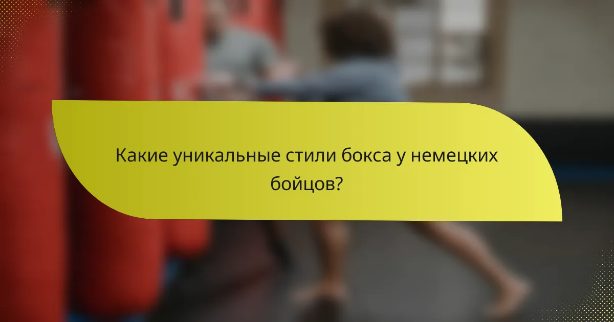 Какие уникальные стили бокса у немецких бойцов?