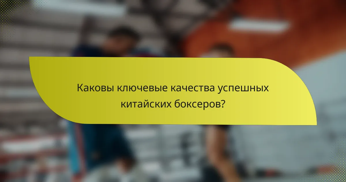 Каковы ключевые качества успешных китайских боксеров?