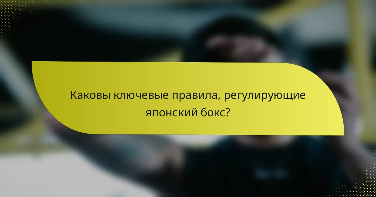 Каковы ключевые правила, регулирующие японский бокс?