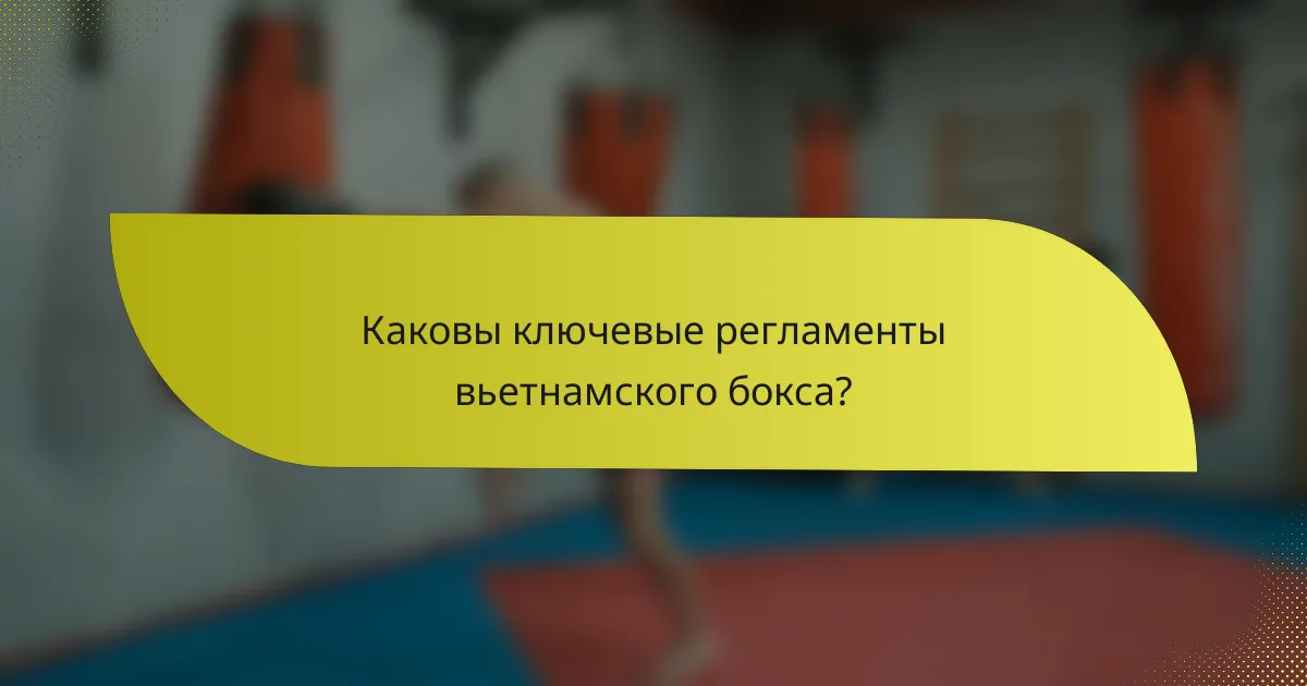 Каковы ключевые регламенты вьетнамского бокса?