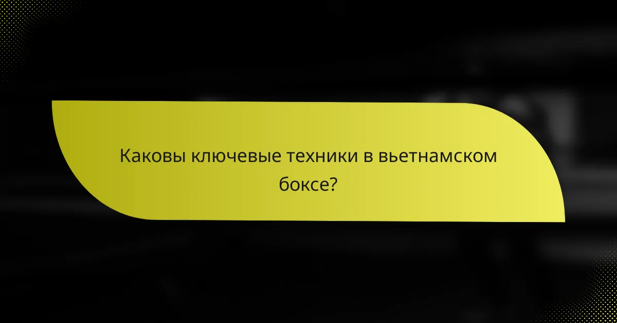 Каковы ключевые техники в вьетнамском боксе?