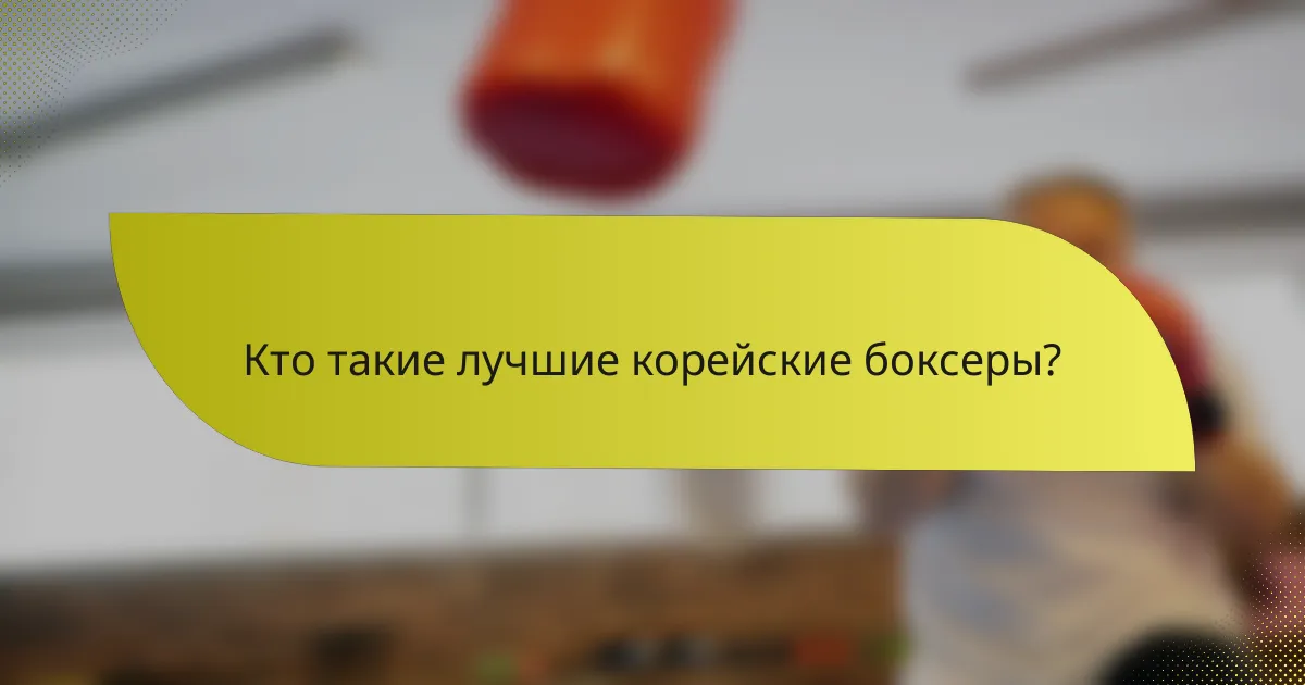 Кто такие лучшие корейские боксеры?