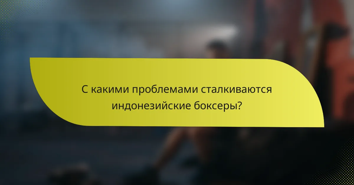 С какими проблемами сталкиваются индонезийские боксеры?
